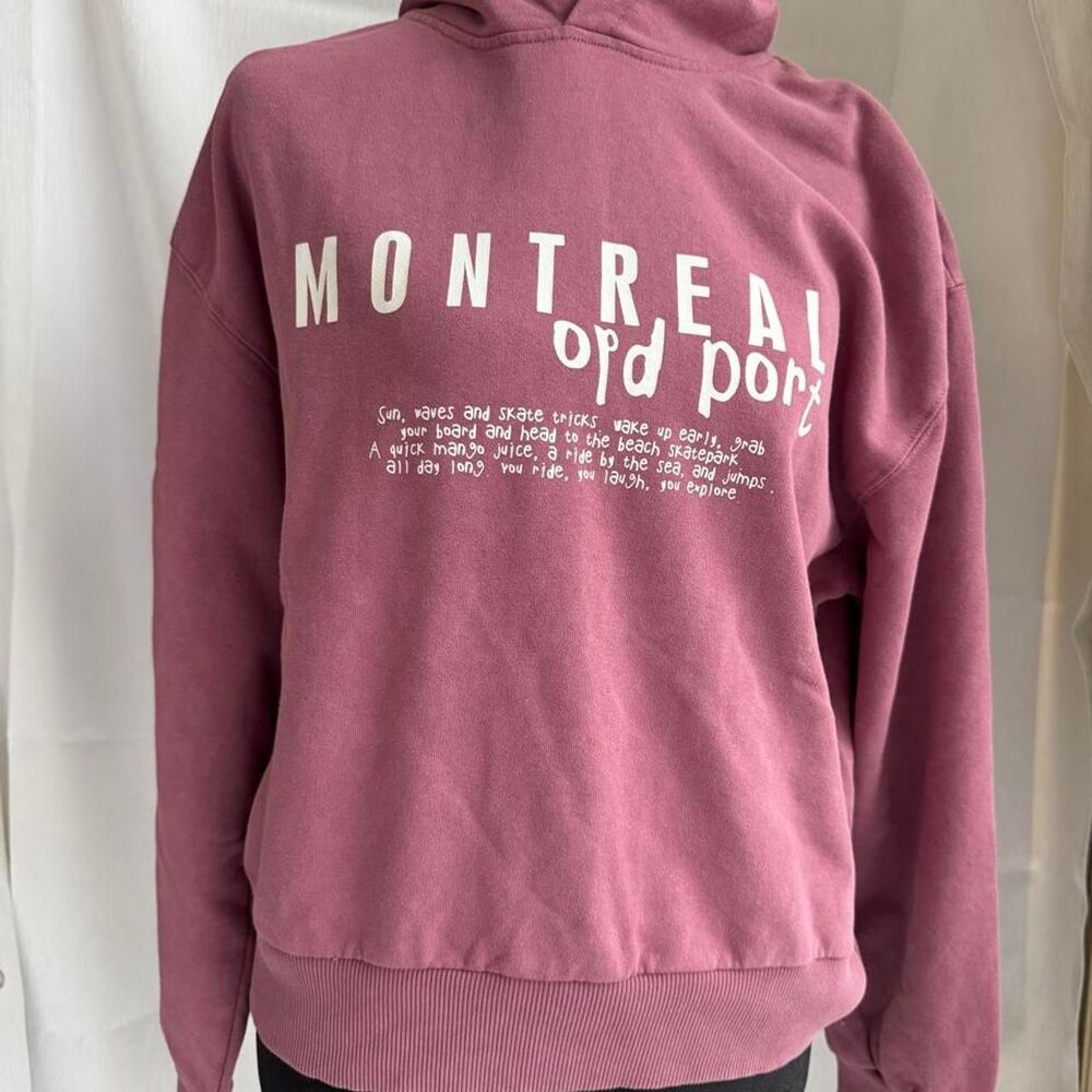 Zara Women's Pink and Burgundy Hoodie